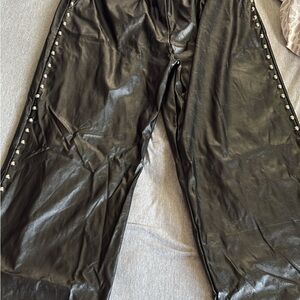 SHEIN Black Wide Leg Pants with Silver Studs